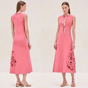 Alexis Obarra Dahlia Pink Sequin Knit Cut Out Midi Dress Size S NWT